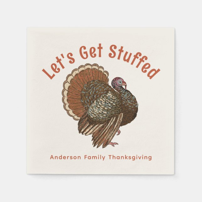 Brown Erntedank Turkey Lasst uns ersticken Serviette (Vorderseite)