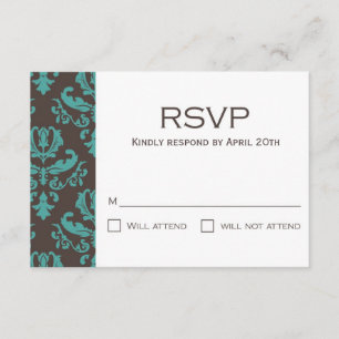 Brown et Turquoise Damas Florales RSVP