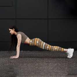 Brown Ethnic Aztec Capri Leggings