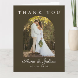 Brown Eucalypthus Thank You Card W/ 2 photos Dankeskarte