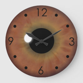 Brown Eye Iris Eyeball Custom Large Round Clock Große Wanduhr