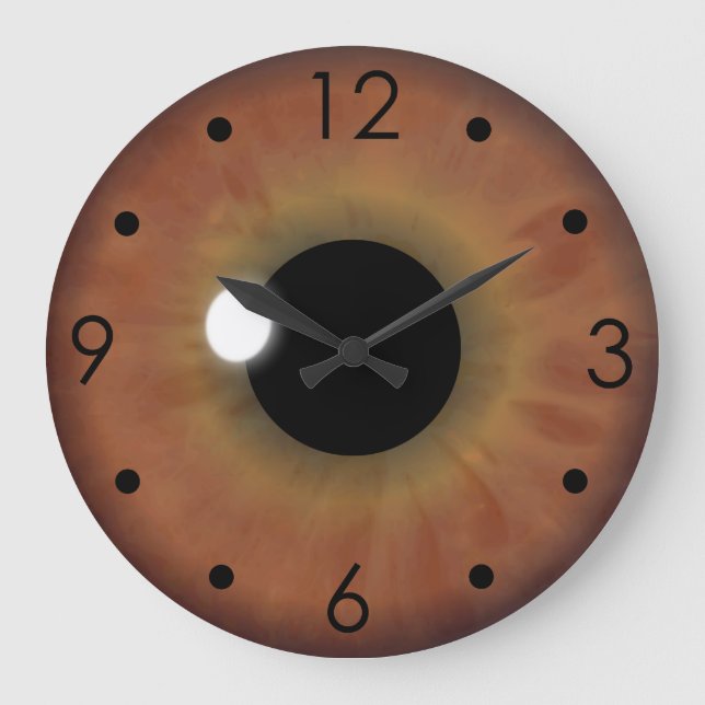 Brown Eye Iris Eyeball Custom Large Round Clock Große Wanduhr (Vorderseite)