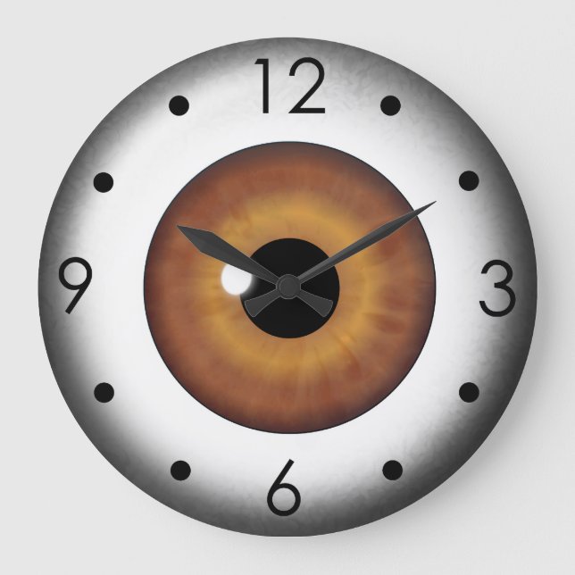 Brown Eyeball Iris Eye Custom Large Round Clock Große Wanduhr (Vorderseite)