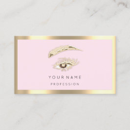 Brown Eyelash Brow Makeup Logo QrCode Blush Gold Visitenkarte