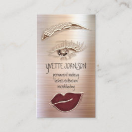 Brown Eyelash Brow Makeup Logo QRCode Lips Rose Visitenkarte