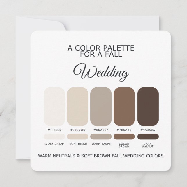 Brown Fall Wedding Color Palette 2026 Card Einladung (Vorderseite)
