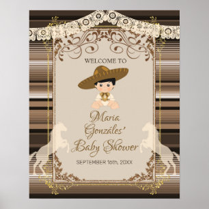 Brown Fiesta Taufe & Begrüßungszeichen zum ersten  Poster