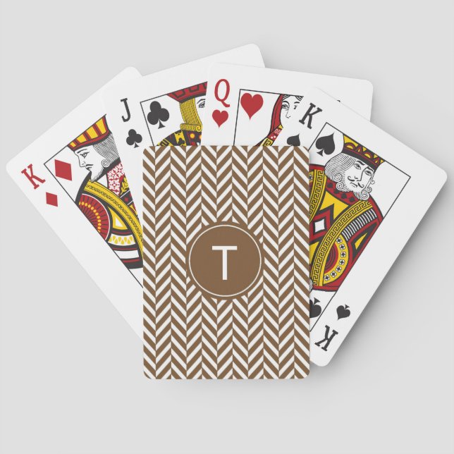 Brown-Fischgrätenmuster-kundenspezifische Spielkarten (Rückseite)