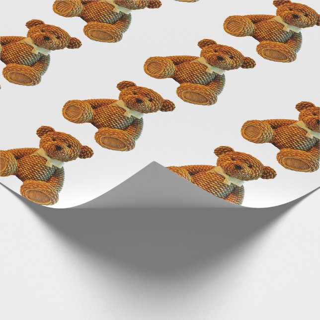 Brown-Flechtweiden-Teddybär Geschenkpapier (Ecke)