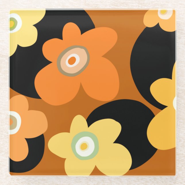 Brown floral glasuntersetzer (Vorderseite)