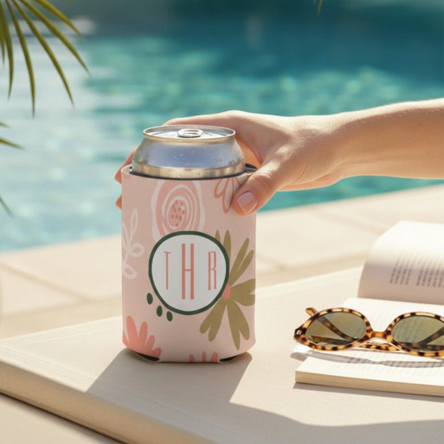 Brown Floral Monogram Foil Dosenkühler (Von Creator hochgeladen)