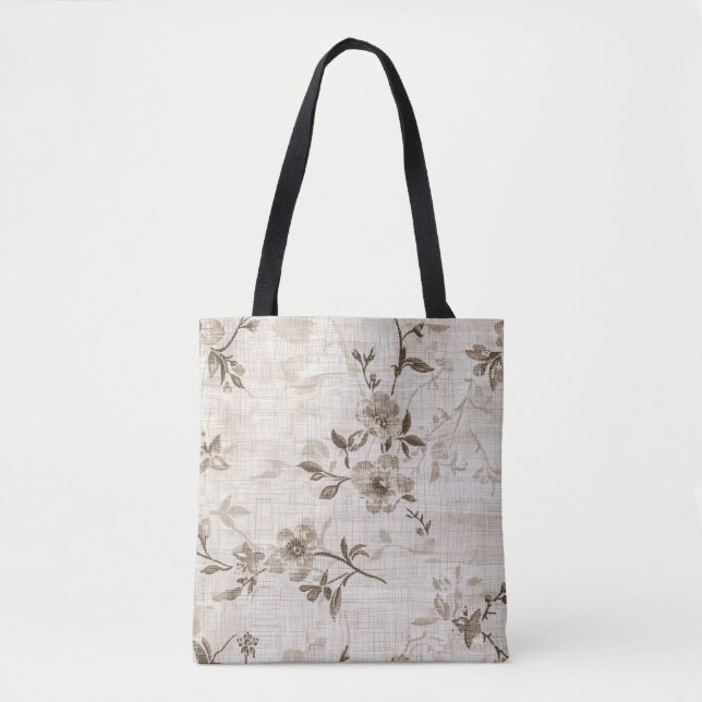 Brown Floral Pattern Handbag Tasche (Vorderseite)