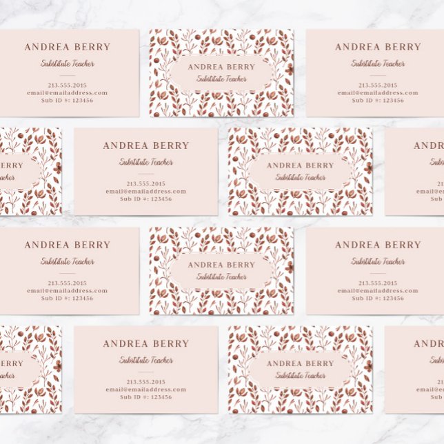 Brown Floral Stellvertretender Lehrer Visitenkarte (Von Creator hochgeladen)