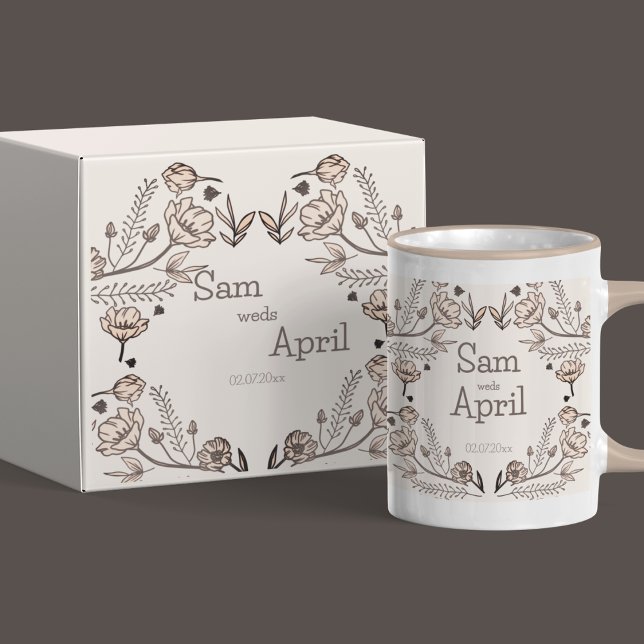 Brown Floral Wedding Theme Geschenkschachtel (Return gift box with your names which make your guests remember you)