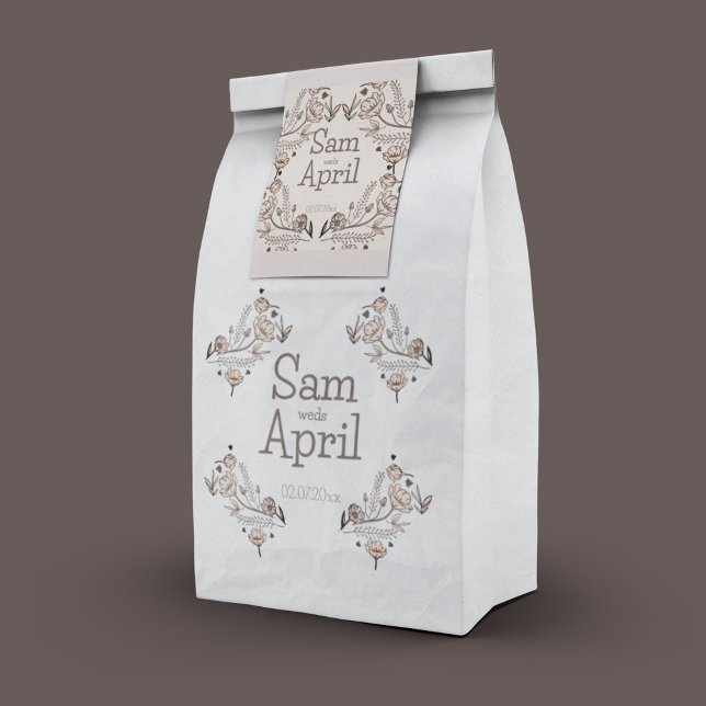 Brown Floral Wedding Theme Geschenktütchen (A favor bag in your names to make your guests remember you)