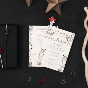 Brown Floral Wedding Theme Programm