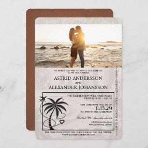 Brown Florida Passport Hochzeit Einladung