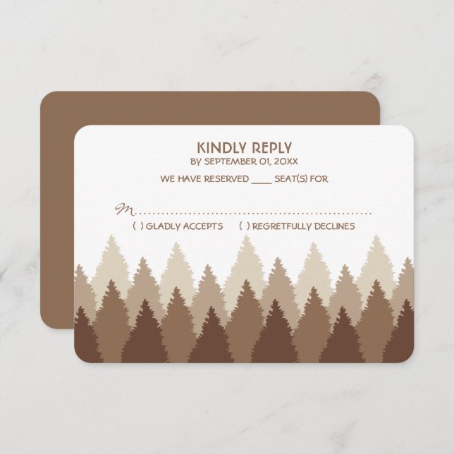 Brown Forest Range Woodland Wedding RSVP (Devant / Derrière)