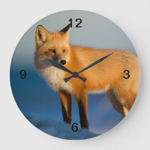 Brown Fox Große Wanduhr