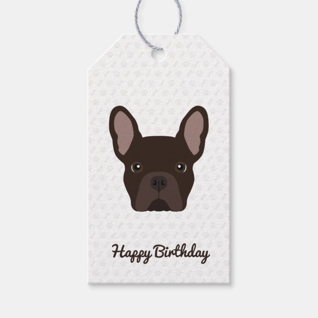 Brown French Bulldog Birthday Geschenkanhänger (Vorderseite)