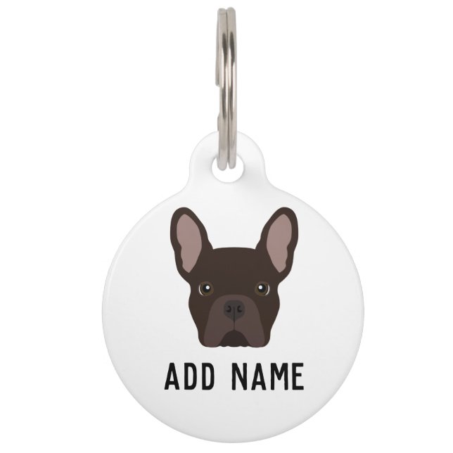 Brown French Bulldog Haustiermarke (Vorderseite)