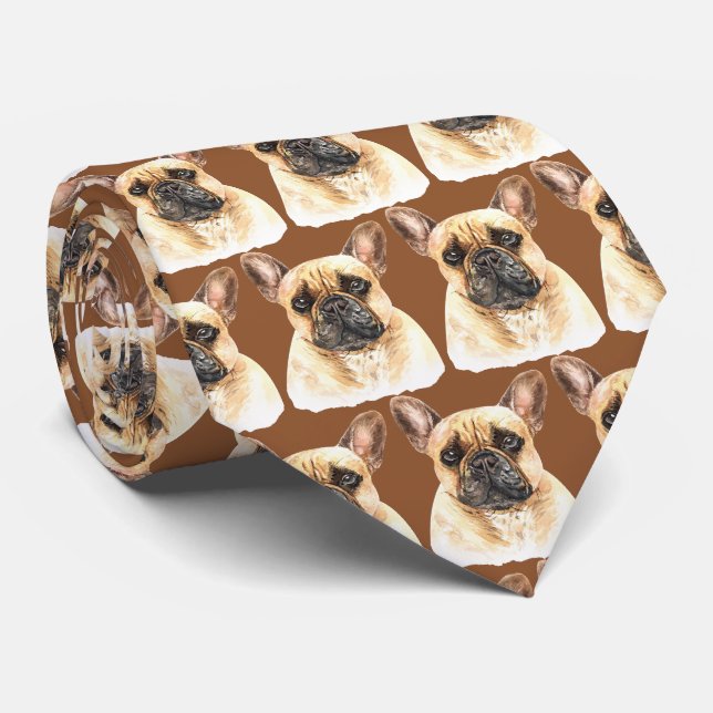 Brown French Bulldog Krawatte (Gerollt)