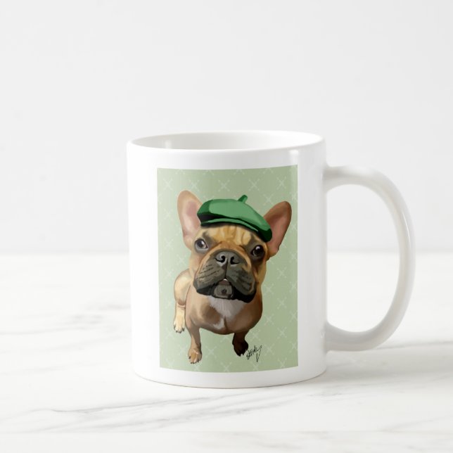 Brown French Bulldog mit Green Hat Kaffeetasse (Rechts)