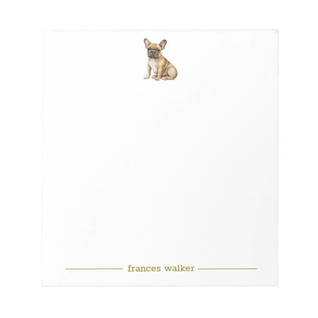 Brown French Bulldog Personalisiert Notepad Notizblock (Vorderseite)