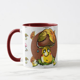 Brown Funny Mushroom Cartoon Charakter Tasse