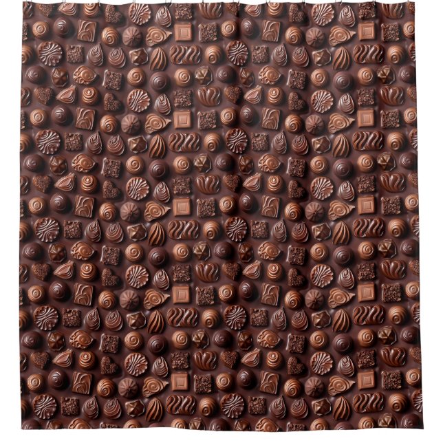 Brown Funny Unique Sweet Chocolate Pattern  Duschvorhang (Vorderseite)