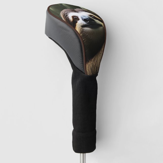 Brown Fuzzy Sloth, Golf Headcover (angewinkelt)