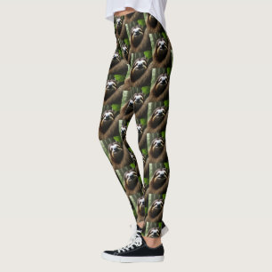 Brown Fuzzy Sloth, Ladys Leggings