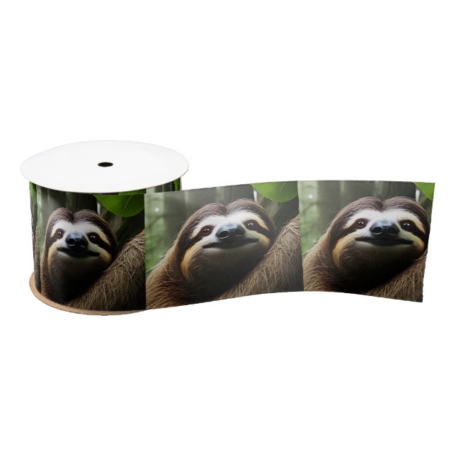 Brown Fuzzy Sloth, Satinband (Spule)