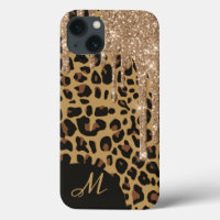 Brown Gepunktet Jaguar Print mit Glitzer