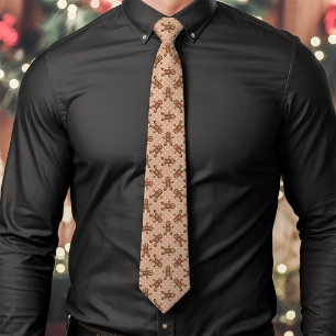 Brown Gingerbread Man Polka Dot Christmas Krawatte
