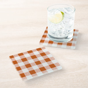 Brown Gingham Karo Glasuntersetzer
