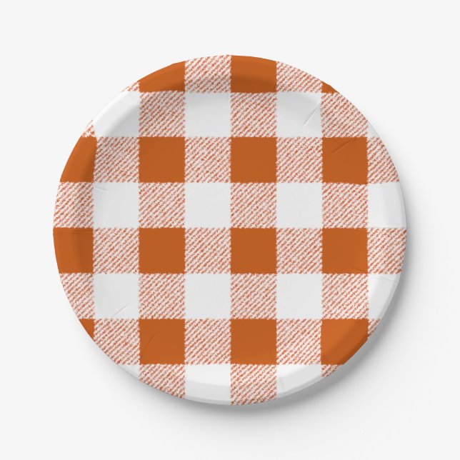 Brown Gingham Karo Pappteller (Vorderseite)