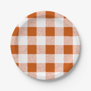 Brown Gingham Karo Pappteller