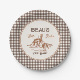 Brown Gingham Rodeo Party Paper Plates Pappteller