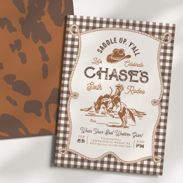 Brown Gingham Rope Rodeo Invitation Einladung