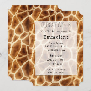 Brown Giraffe Animal Print Einladung