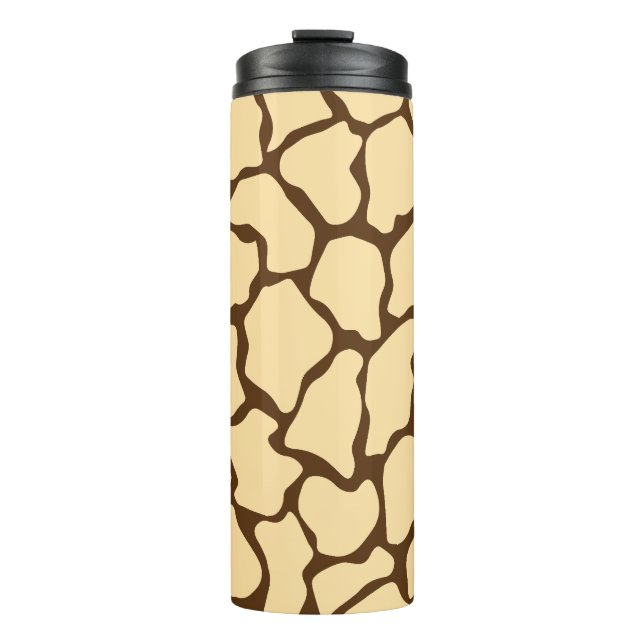 Brown Giraffe Pattern – Minimal Animal Print Thermosbecher (Vorderseite)