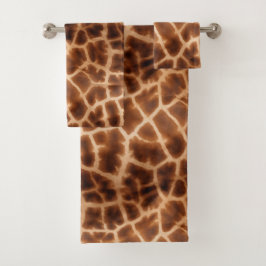 Brown Giraffe Print Badhandtuch Set