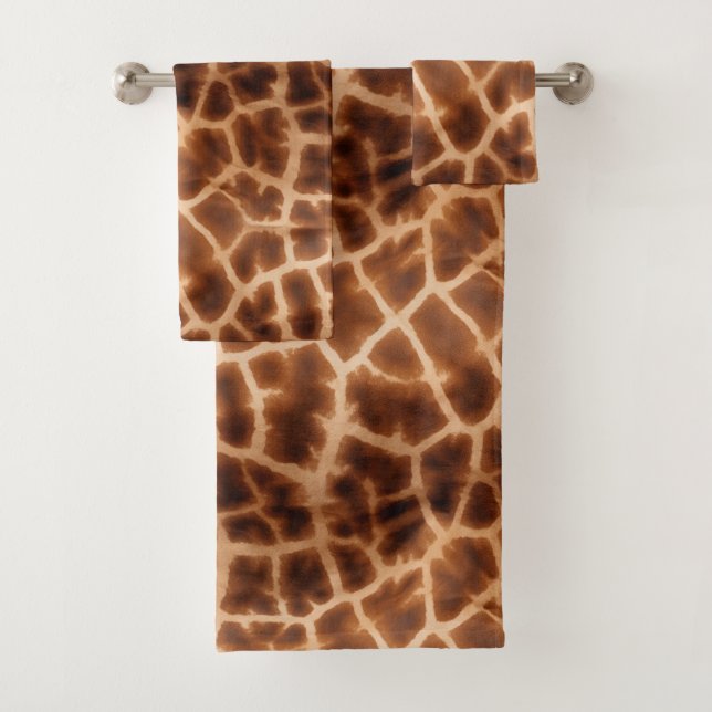 Brown Giraffe Print Badhandtuch Set (Insitu)