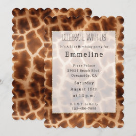 Brown Giraffe Print Einladung