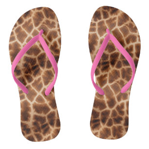 Brown Giraffe Print Flip Flops