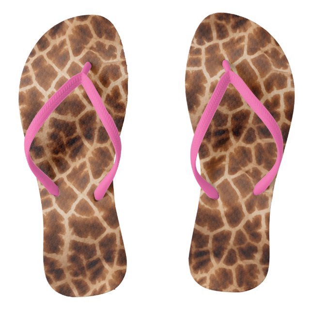 Brown Giraffe Print Flip Flops (Fußbett)