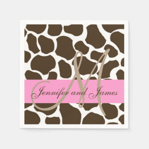 Brown Giraffe Spots Spaß Hochzeitspapier Napkins Serviette