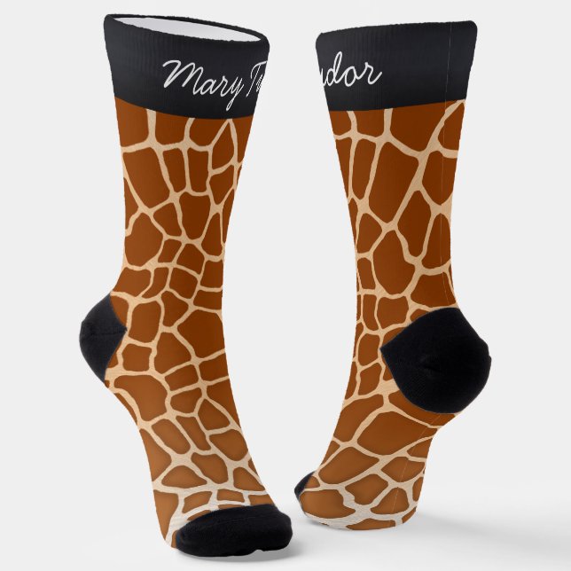Brown Giraffe Spots Tierdruck Personalisiert Socken (Gewinkelt)