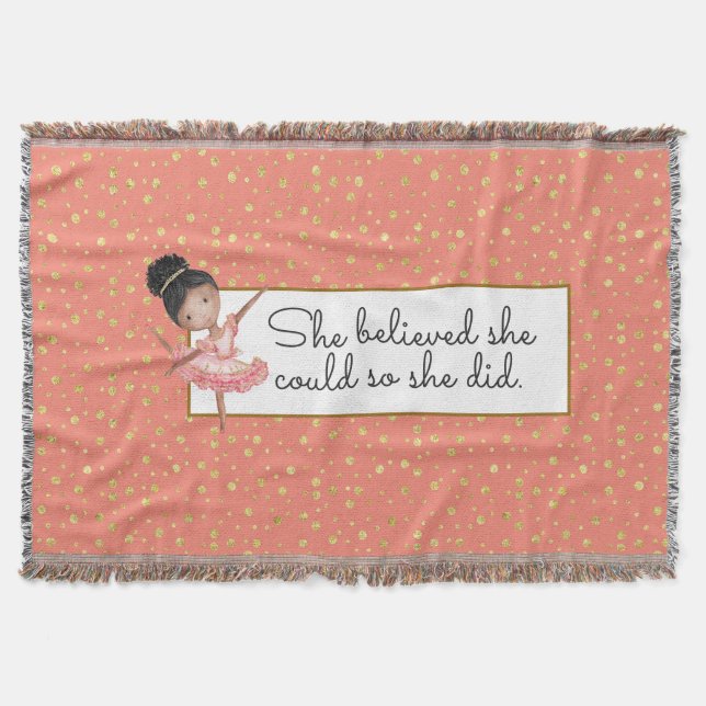 Brown Girl Ballerina mit Glaubenssatz Decke (Vorderseite)